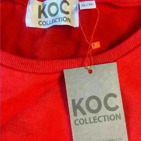 Red KOC Faux Fur Sleeved Top, Soft Sweatshirt, Christmas, Namaste in the N Pole - Picture 3 of 5